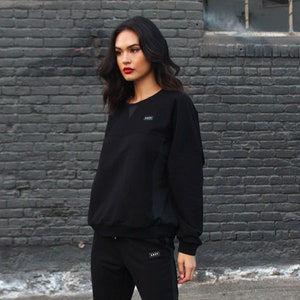 Black LAZY Sweatshirt | Crewneck Longsleeve | Women Sweater