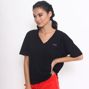 CD Black LAZY T-shirt | Women&#39;s V-neck Tee