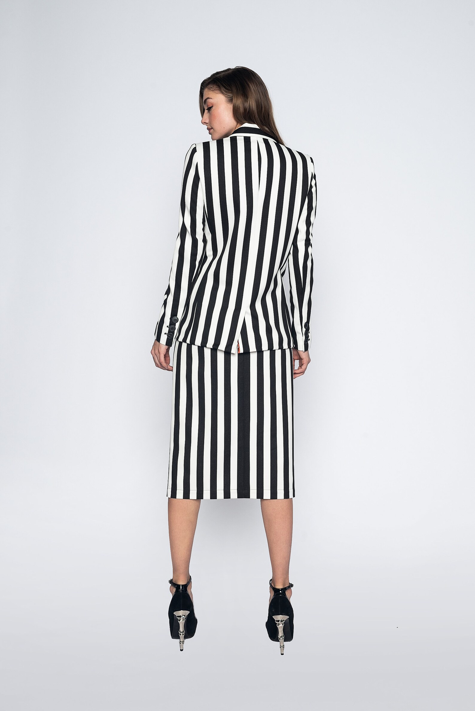 B&W Stripe Fashion Blazer main image 1