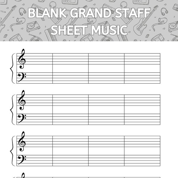 Blank Grand Staff Paper, Sheet Music Paper, Teaching Essentials, Music Paper