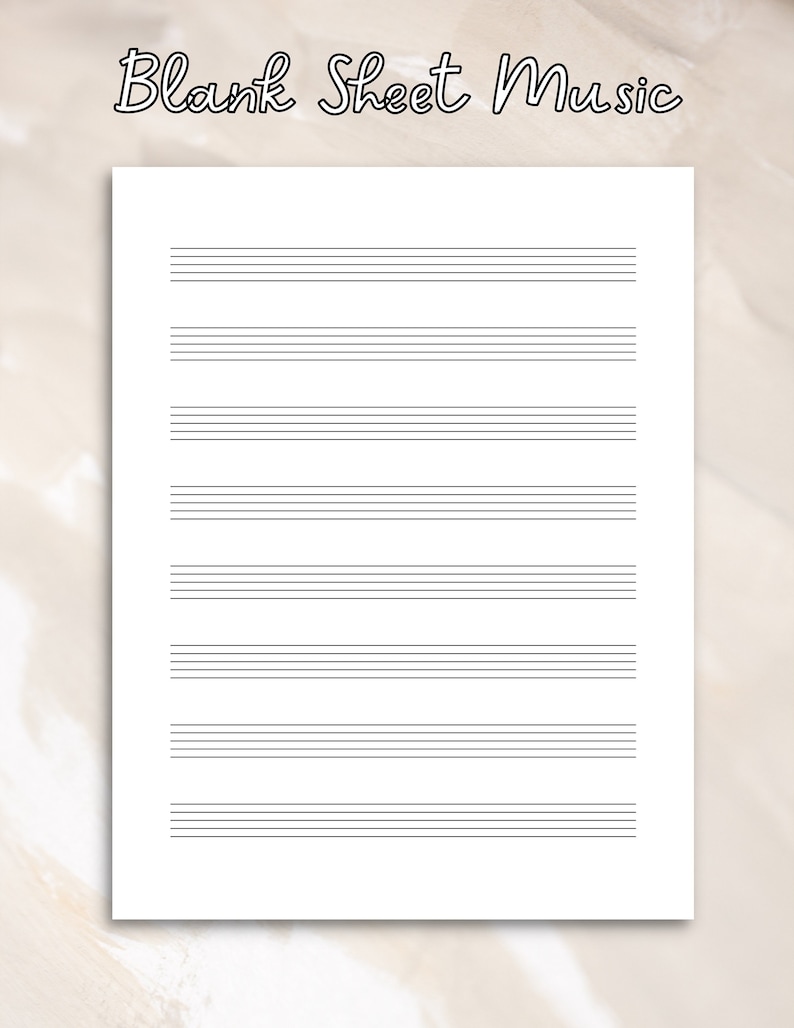 Printable Blank Sheet Music 8 Staves - Blank Staff Paper - Etsy