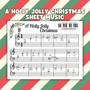 A Holly Jolly Christmas Sheet Music for Beginner, Christmas Sheet Music, Piano Songs, Teach Piano, Music Teacher, Piano Lessons, Printable