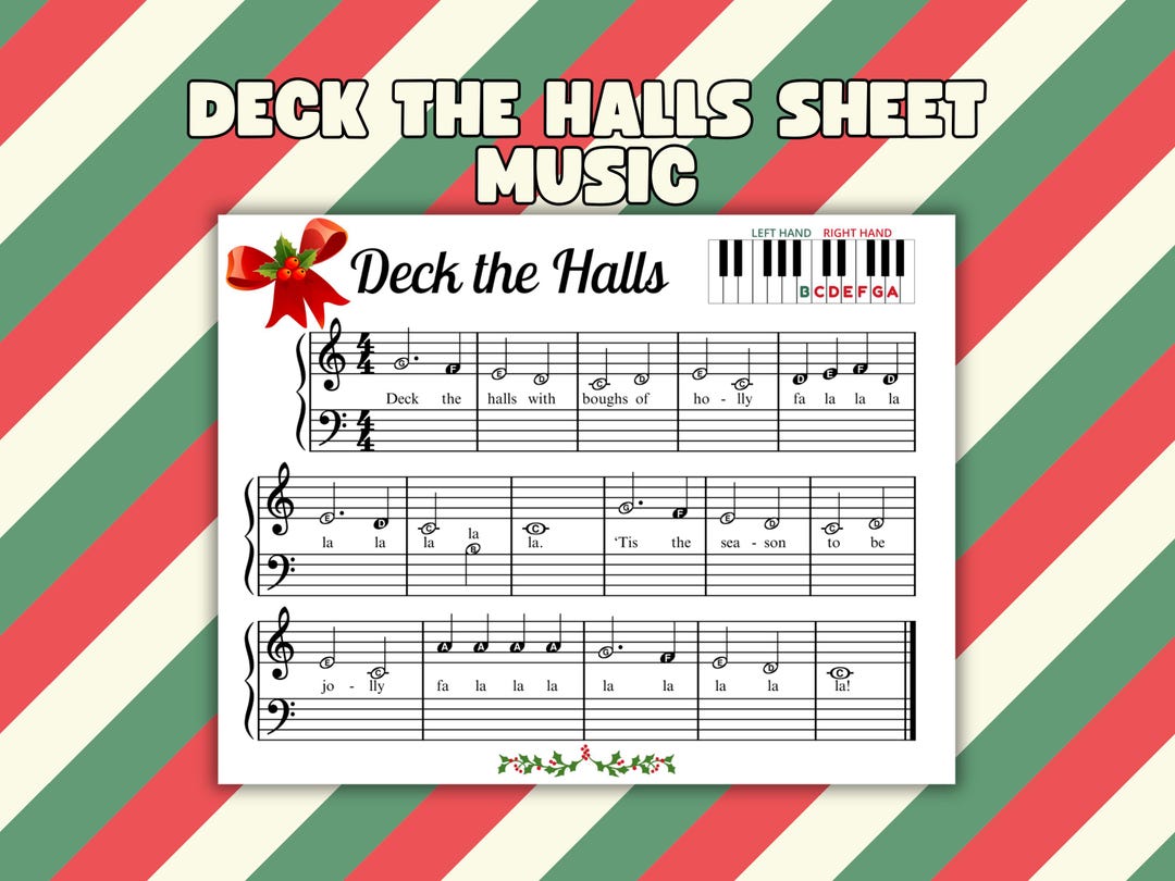 Deck the Halls Sheet Music for Beginner, Christmas Sheet Music, Piano ...
