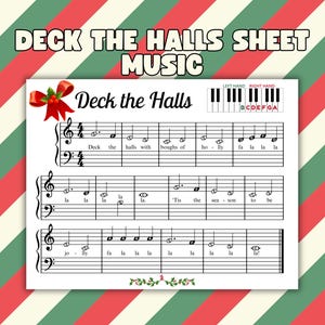 Deck the Halls Sheet Music for Beginner, Christmas Sheet Music, Piano Songs, Teach Piano, Music Teacher, Piano Lessons, Easy Piano Printable
