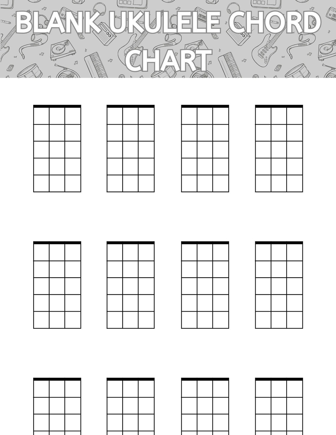Ukulele Printable Chord Chart, Blank Chord Chart, Teaching Ukulele ...