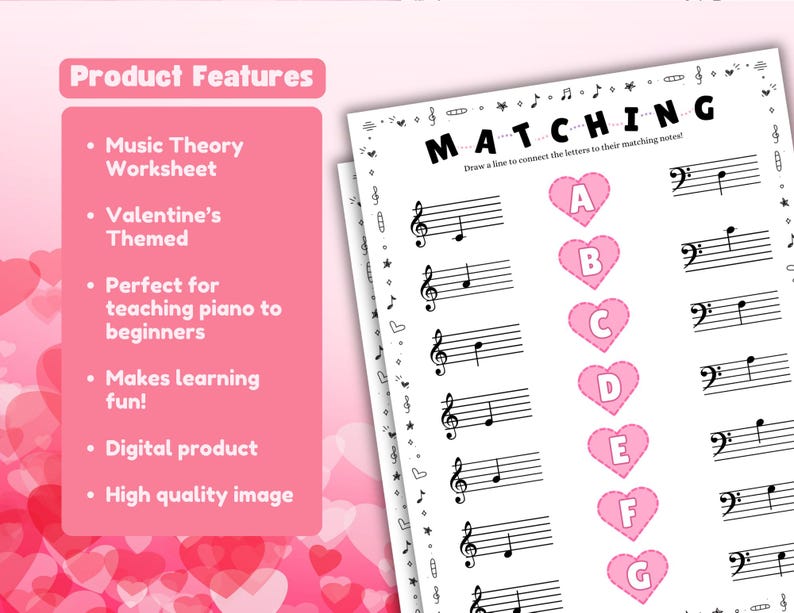 Valentine's Themed Music Worksheet, Fun Printable Music Theory Activity ...