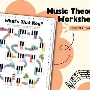 Piano Key Naming Worksheet - Fun Music Theory Printable for Beginners, Kids & Teachers - Digital Download PDF for Lessons and Classrooms