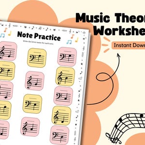 Printable Music Theory Worksheet – Fill in the Blanks with Musical Alphabet Letters, Ideal for Beginners, Classroom, and Private Lessons