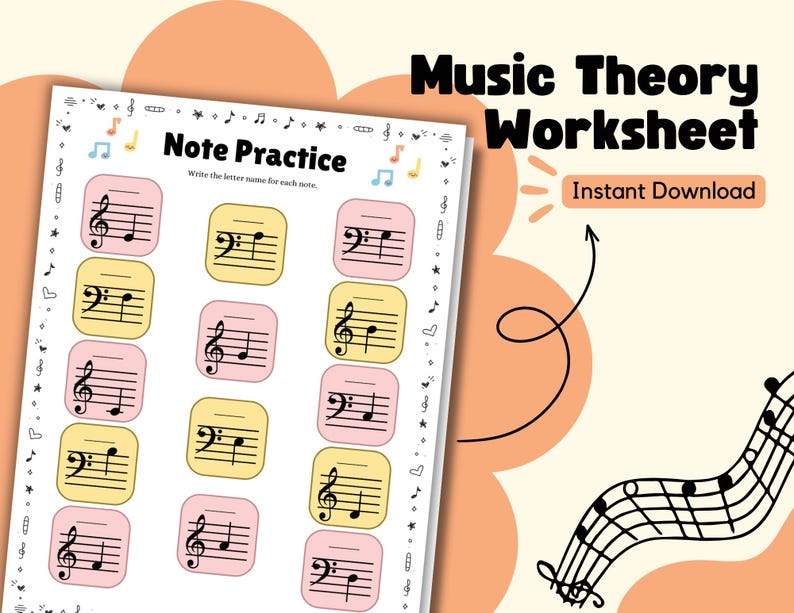 Printable Music Theory Worksheet – Fill in the Blanks With Musical ...