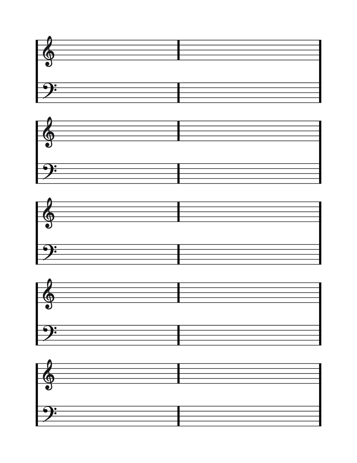 Printable Staff Paper Blank Sheet Music Treble Clef/ Bass Clef Etsy