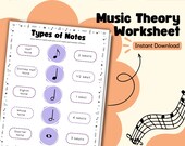 Music Note Matching Worksheet Printable – Fun Music Theory Activity for Learning Note Names & Beats | Perfect for Teachers and Students