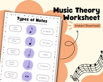 Music Note Matching Worksheet Printable – Fun Music Theory Activity for Learning Note Names & Beats | Perfect for Teachers and Students