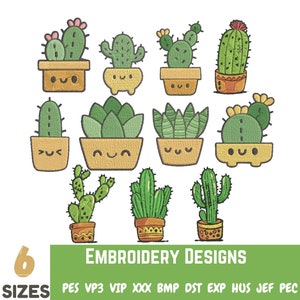 Cactus Embroidery Design machine embroidery pattern Cacti Embroidery Machine embroidery Cactus Machine Embroidery Design 6 Sizes.