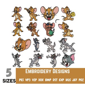 Tom and Jerry Embroidery Design Embroidery Machine Design Embroidery File Cartoon Embroidery Cute Mouse Disney Embroidery Designs.