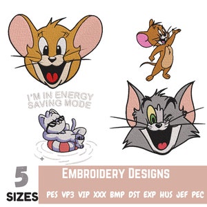 Tom and Jerry Embroidery Design Embroidery Machine Design Embroidery File Cartoon Embroidery Cute Mouse Disney Embroidery Designs.