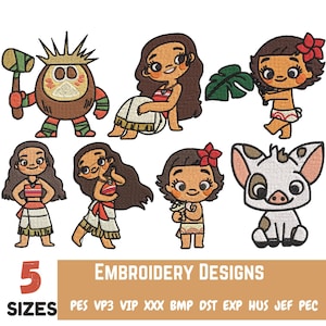 Moana embroidery designs Moana Machine Embroidery Design Princess Moana Embroidery Design baby moana Hawaiian princess Hawaiian girl File.