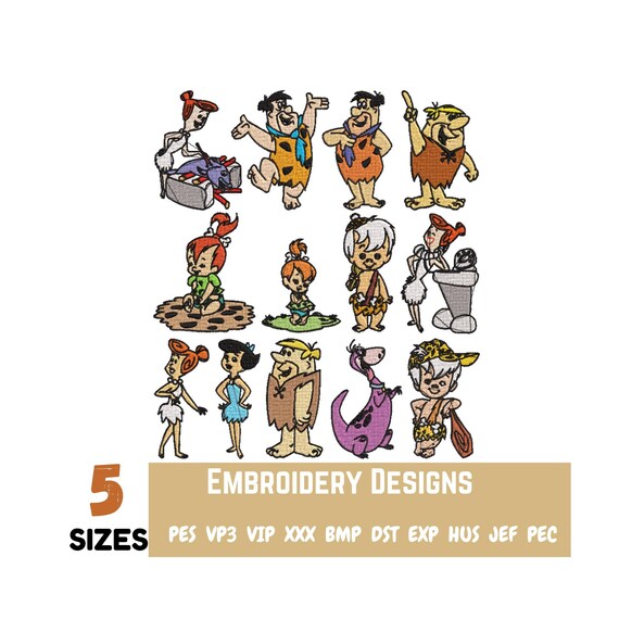 The Flintstones Characters In Car Embroidered Patch - 4.5 Inches Wide, Vintage Style