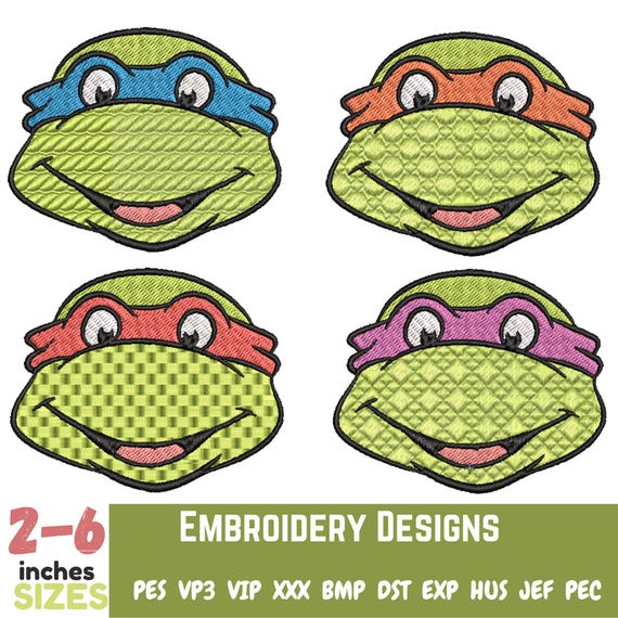 Turtle Superhero Embroidery Design Machine embroidery designs embroidery machine file pattern Cute Turtle Embroidery Design Ninja design.
