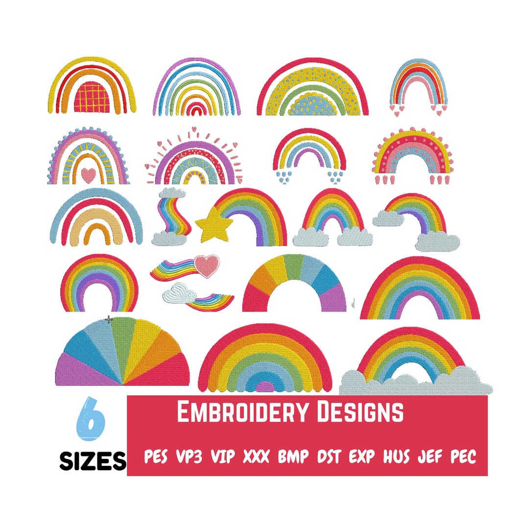 Rainbow Embroidery Design Colorful Rainbow Machine Embroidery Designs ...