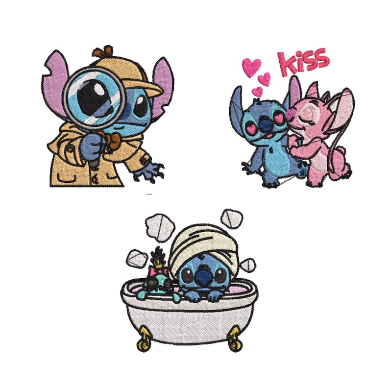Stitch Embroidery Machine File Stitch Embroidery Design Embroidery Patterns MachineEmbroidery Designs Cute Baby Stitch Heart Lilo and Stitch image 2