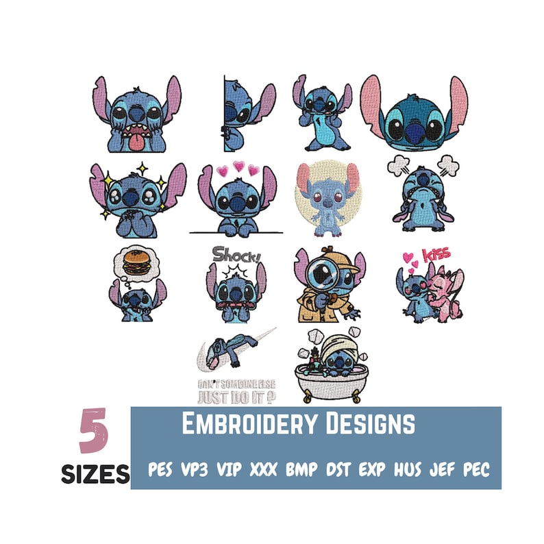 Stitch Embroidery Machine File Stitch Embroidery Design Embroidery Patterns MachineEmbroidery Designs Cute Baby Stitch Heart Lilo and Stitch image 1