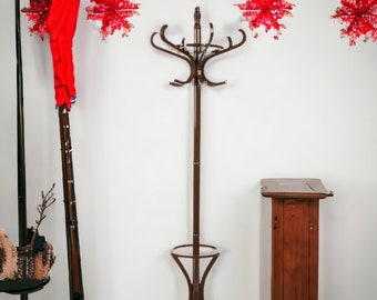 Traditional Floor Hat Coat Umbrella Stand, Walnut Varnish-coat hanger, coat rack, coat tree, entryway coat rack