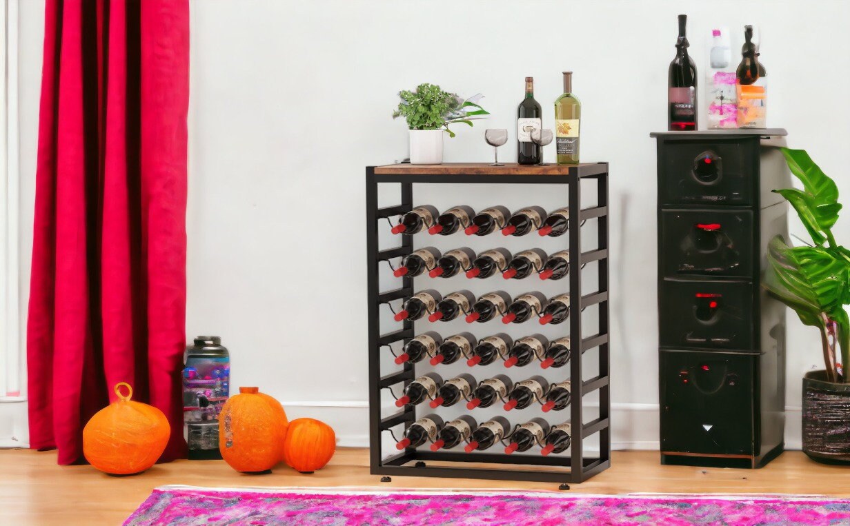 Wine Rack Freestandingvintage Wine Storage Display Shelves 30 Bottles