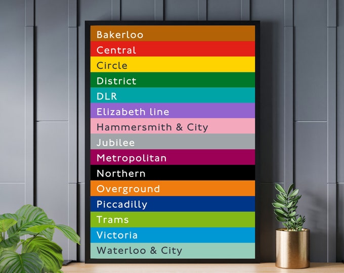 London Underground Lines Print | London Tube Map | Travel Transport | Underground Wall Decor | Travel Gift