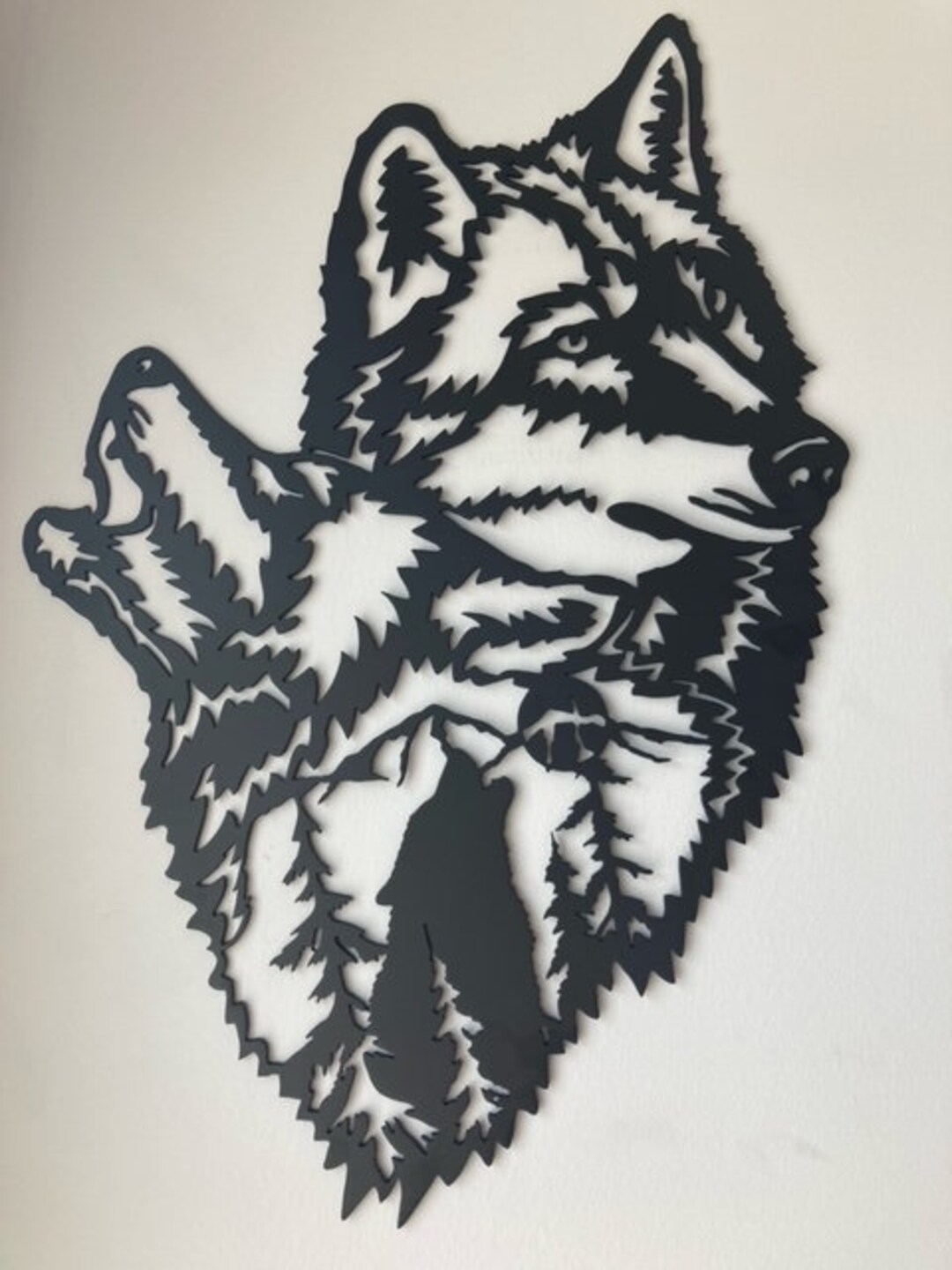 Wolf Scene Wall Art Howling Wolves Metal Sign Cabin Etsy