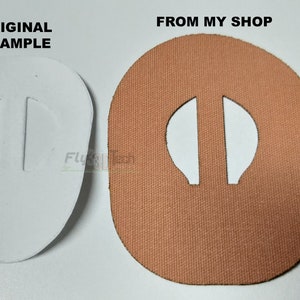 Puede incluir: Dos parches de tela con una forma recortada. El parche de la izquierda es blanco y el parche de la derecha es marr&oacute;n. El texto "FROM MY SHOP" y "7CM WIDTH" es visible en la imagen.