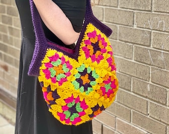 Crochet Granny Square Tote Bag