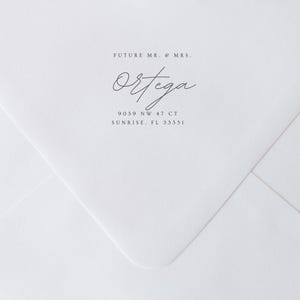 Future Mr and Mrs Address Stamp, Wedding Stamp, Return Address Stamp, Handlettered Return Address, Rubber Stamps, Self Inking Address Stamp