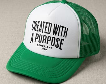 Created With a Purpose Trucker Hat | Christian Faith-Based Hat | Inspirational Snapback for Women