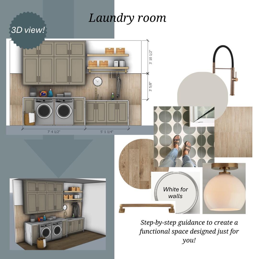 Laundry Room Design, Virtual Interior Design Service (custom, Digital ...
