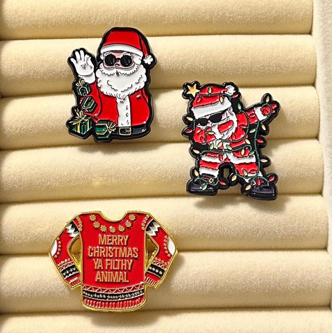 Santa Pin Design Funny Santa Enamel Pin – Christmas Holiday Stocking Stuffer - Etsy