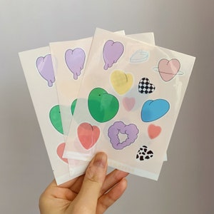 Rainbow Hearts Sticker Sheet | Vinyl Sticker (Transparent)  | Laptop | Planner | Decor | Journal