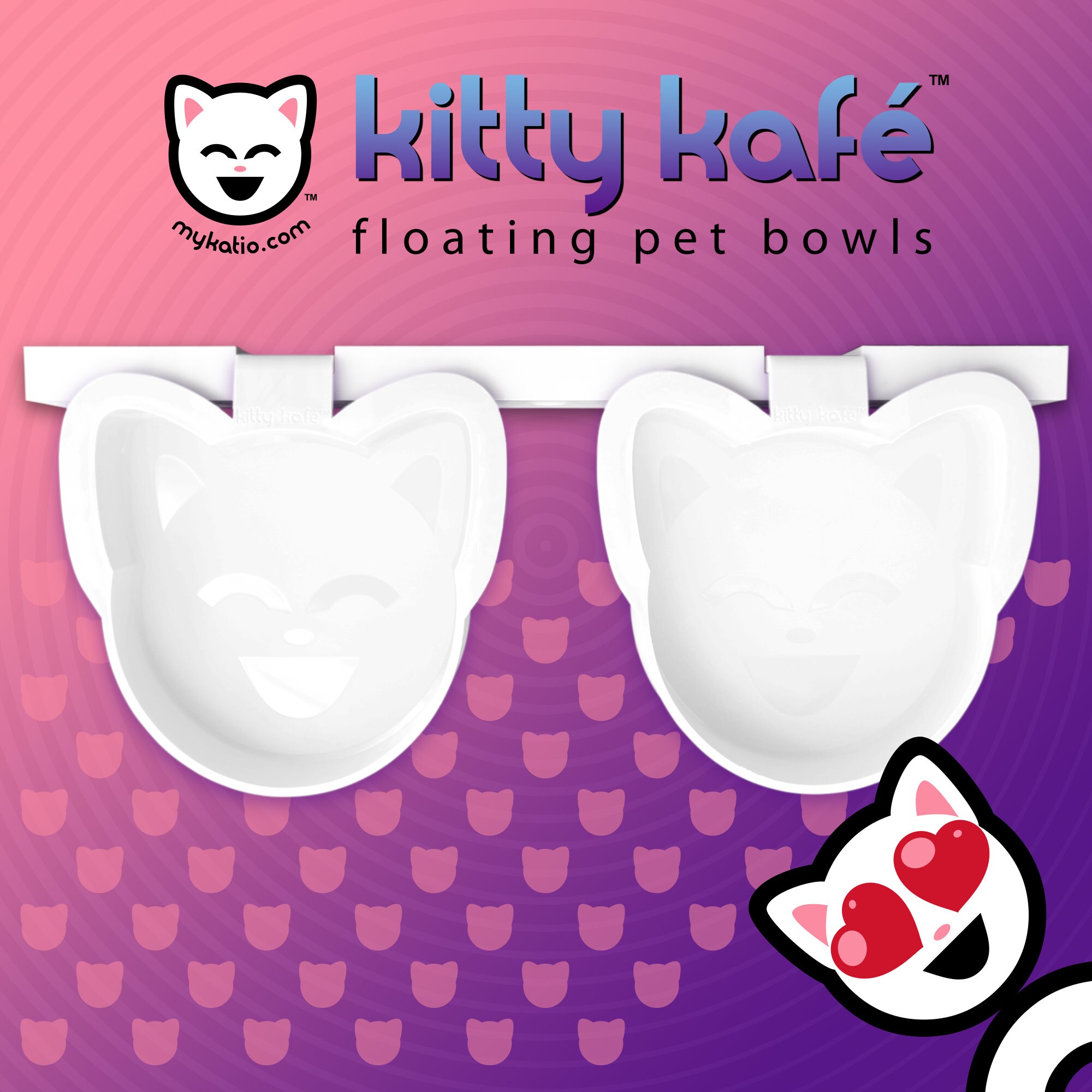 Kitty Kafé™ Cute Cat Wall Mounted Bowls Elevated Cat Bowls Etsy