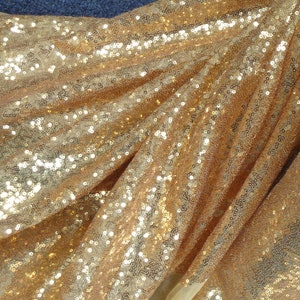 GOLD Sequin on Mesh 56" - Costume Stage Dance Performance Craft Prom Dress Event Wedding Home Decoration Mardi Gras Mermaid