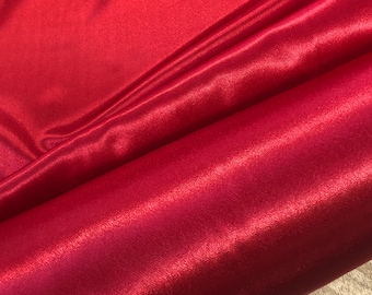 TRUE RED (#10) Crepe Back SATIN 60" - Bridal Prom Dress Costume Curtain Stage Mardi Gras Cosplay Party Wedding Event Decoration Home