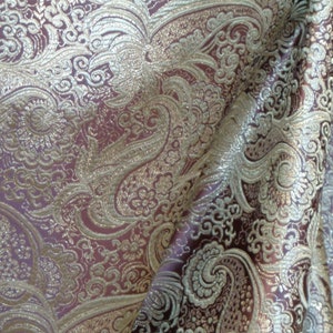 BROWN with GOLD Metallic Paisley - Metallic Brocade Fabric 46"