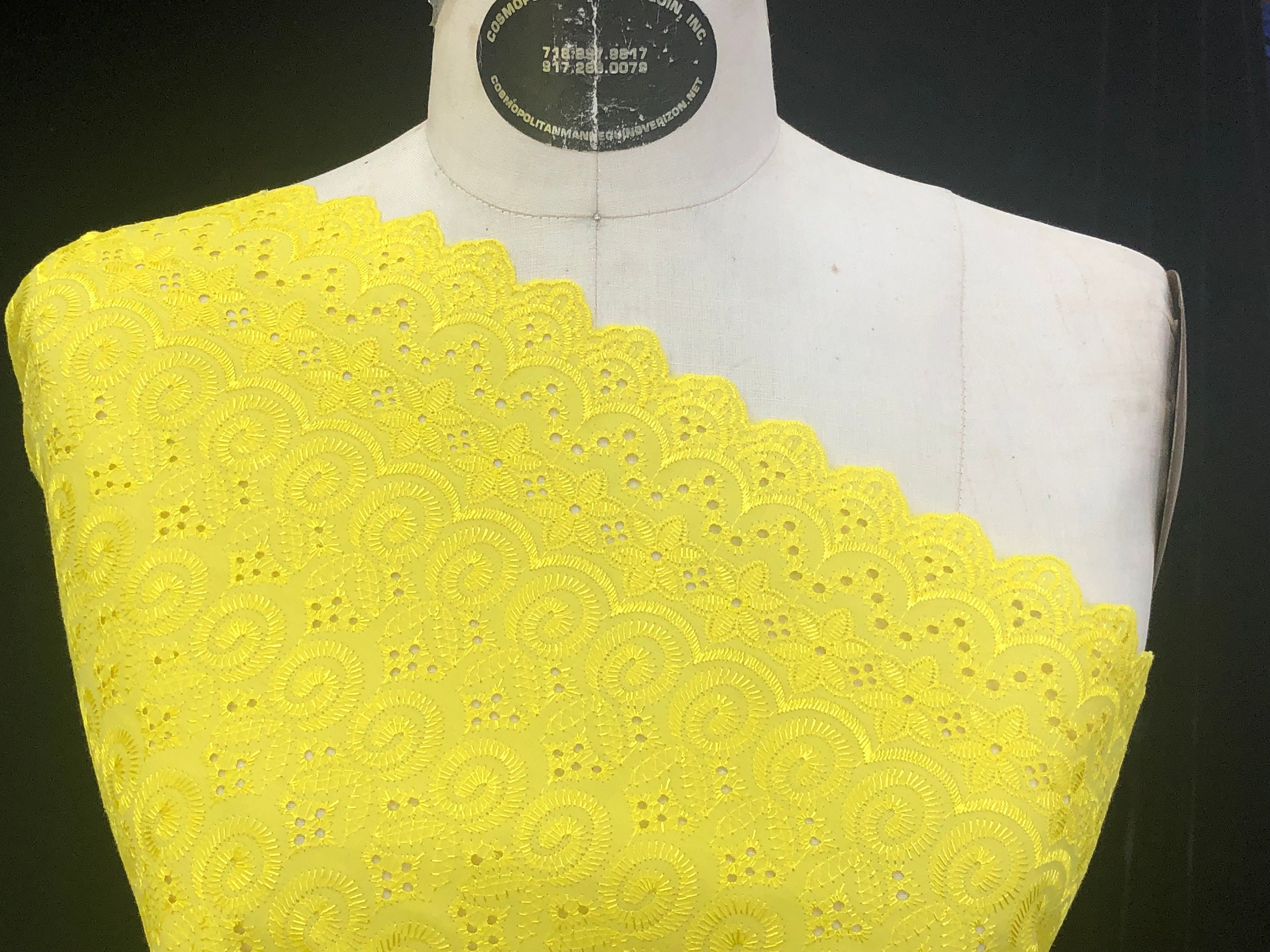 Yellow cheap eyelet fabric