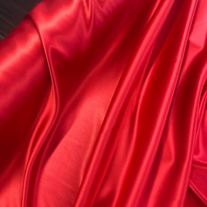 TRUE RED 3% STRETCH Satin Premium Quality 60" - Bridal, Prom, Costume, Stage, Dance, Mardi Gras, Cosplay, Home, Decor, Crafts