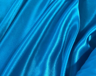 SEA BLUE (#36) Crepe Back Satin 60" - Bridal Prom Dress Costume Curtain Stage Mardi Gras Cosplay Craft Home Decorations
