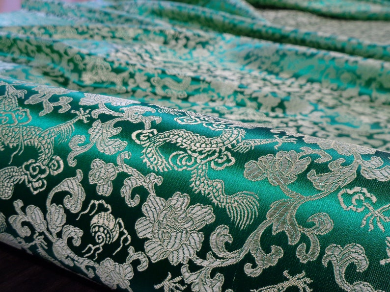Kelly Green/Antique Gold Silk Brocade JV-1522/3 Fabric