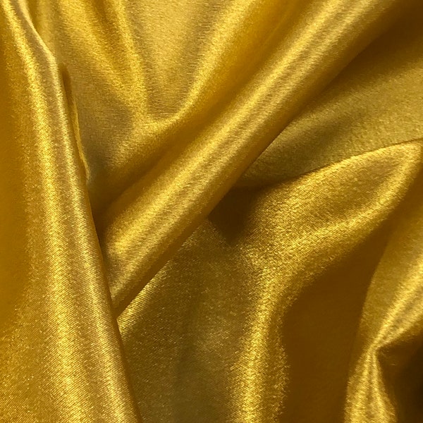 MUSTARD GOLD (#15) Crepe Back Satin 60" - Bridal Prom Dress Costume Curtain Stage Mardi Gras Cosplay Craft Home Decorations