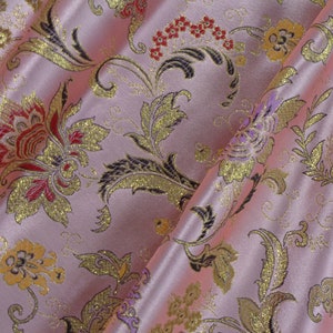 PINK mit mehrfarbigen Metallic Blumen - Metallic Brokat Stoff 116 cm