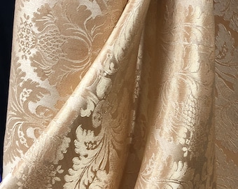 YELLOW GOLD with Large GOLD Jacquard Damask - Upholstery Drapery Fabric 118&quot;/120&quot; Chair Curtain Wall Crafts Stage Home Decoration