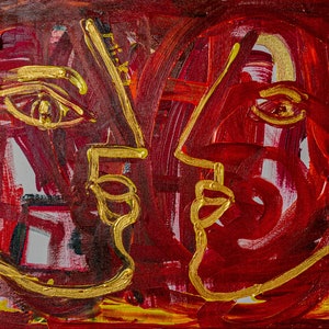 Conversation 36&quot; x 24&quot; | Oil Painting On Canvas | Classical Abstract | Oil Painting100% Handmade | Graffiti Oil Painting | Wall Decor