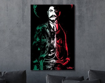 Emiliano Zapata, Canvas Wall Art Print, Home Decor, Mexican Art, Mexican Restaurant Decor
