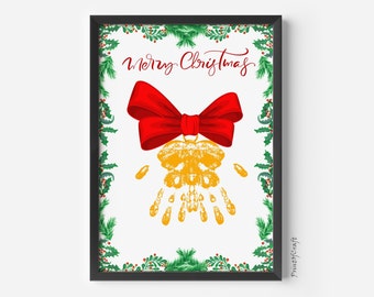 Christmas Handprint art, Bell Handprint Art, Christmas Decoration, Handprint craft Printable for PreK, Preschool Kindergarten keepsake craft